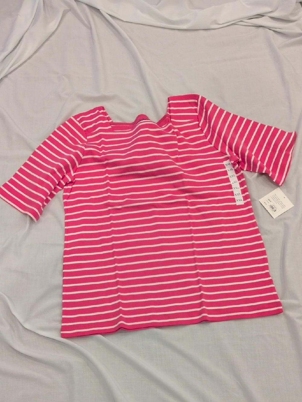 croft & barrow Hot Pink and White Striped Short Sleeve Tee